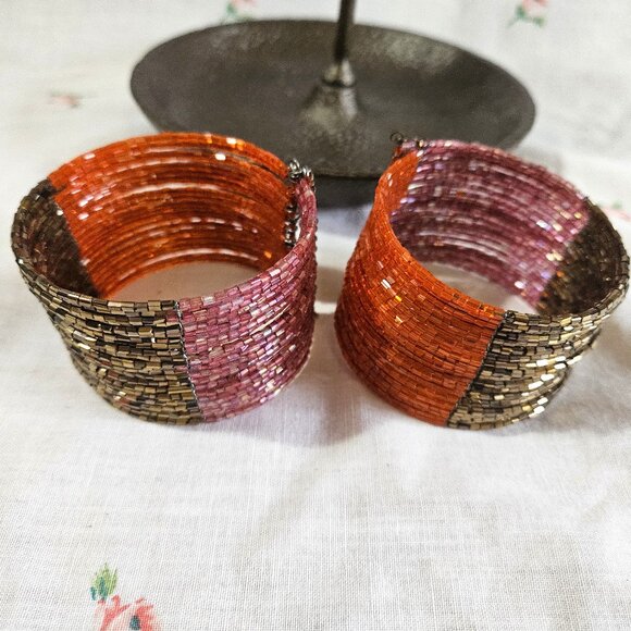 Set of Two Beaded Cuff Bracelets - Picture 1 of 4